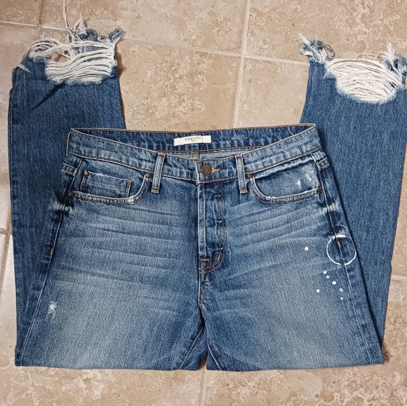 Fidelity Denim Slash Boyfriend Rip & Repair Crop Jeans 28 - Picture 4 of 9